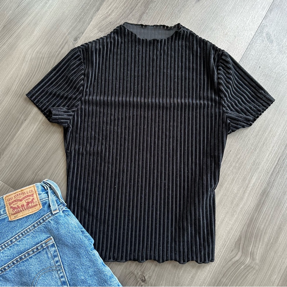 Sheer Velvet Stripe Top